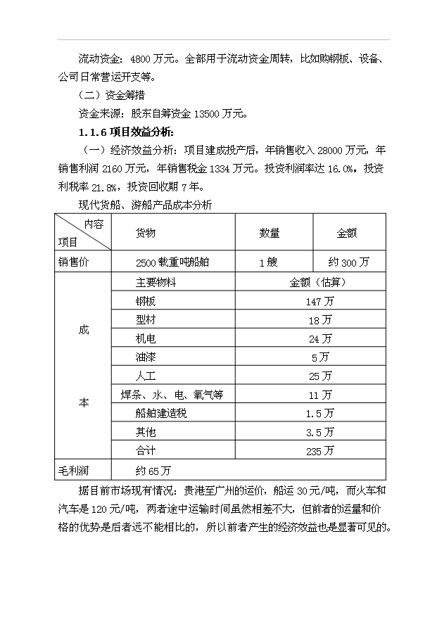 BD55P利维船舶制造运输船、游船生产项目可行性研究报告